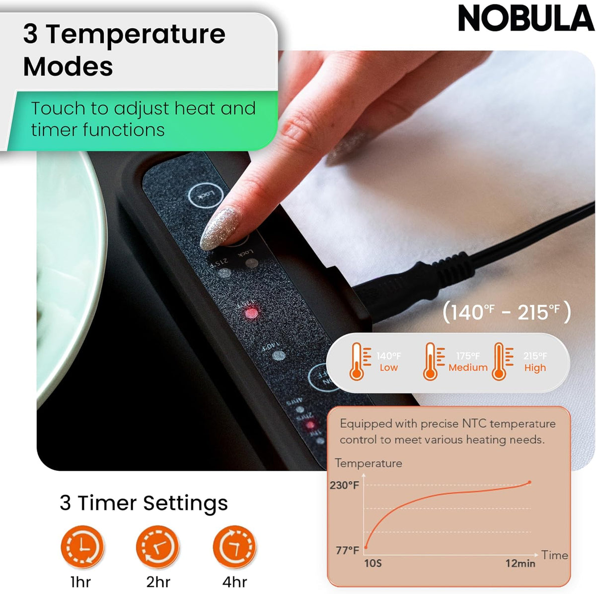 BRINZOS Electric Food Warming Mat | Premium Temperature-Controlled Food Warmer | 3 Heat Levels | Keep Meals Warm for Longer | Sleek & Portable Kitchen Serving Warmer